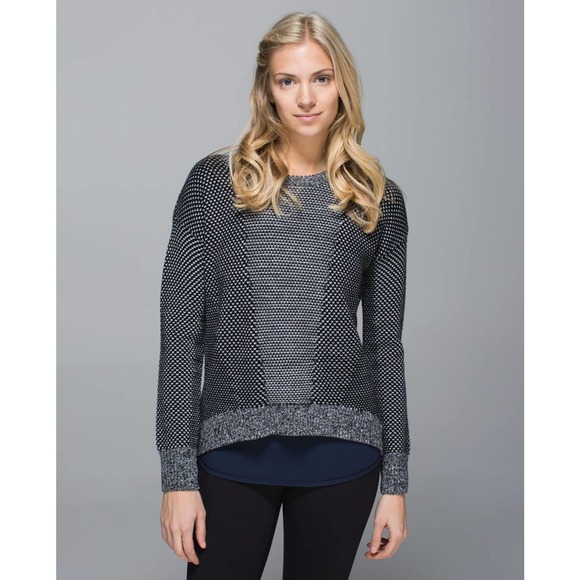 lululemon athletica Sweaters - Lululemon Yogi Crew Sweater Black Heathered Gray Women's Size 4/6 Medium H13973
